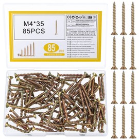 ZWFSDM M4*35 Self-Tapping Screws 85PCS - Corrosion Resistant Color Zinc Plated Carbon Steel Screws for Wood/Metal/Plastic - Ideal for Construction,Home Renovation & DIY Projects (Box of 85)