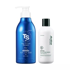 TS 뉴TS 쿨샴푸 500g + TS 액티브 올인원 바디워시 300g New TS Cool Shampoo 500g + TS Active All-in-One Body Wash 300g