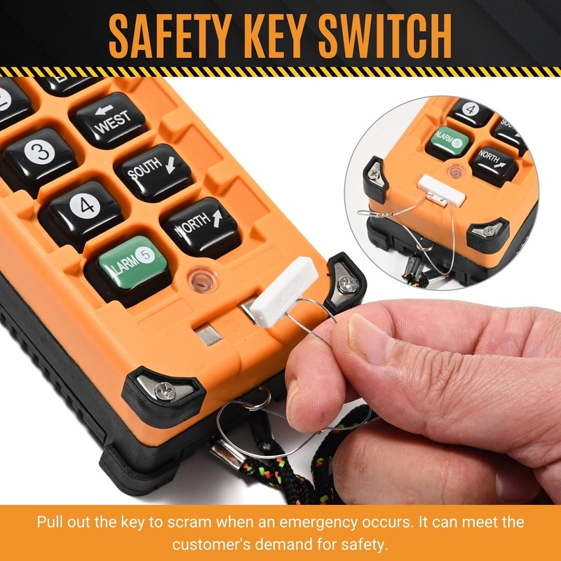 12V Crane Remote Control, Heavy Duty IP65 Hoist Controller, Industrial