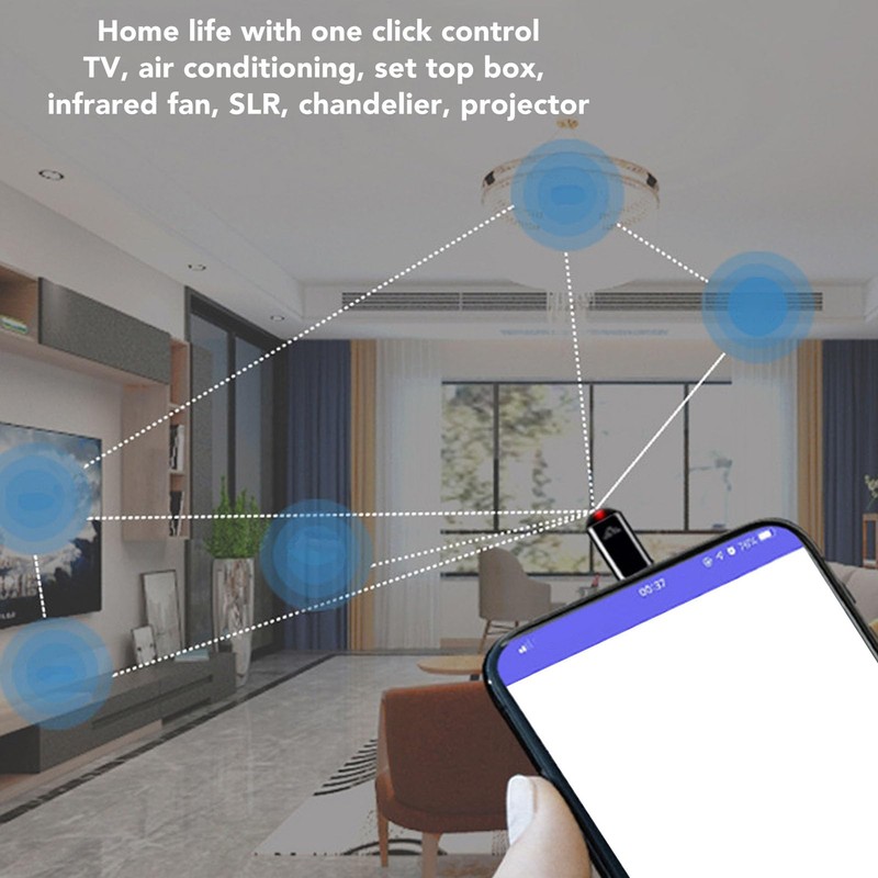 Universal IR Remote Control Adapter, USB C Smartphone Infrared Controller,