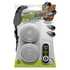 GorillaGlides CB503 2 Inch Furniture Sliders/Screw On Glide Floor Protectors (Set of 4 Glides) Large Furniture Feet Glides for Carpet and Hard Surface Sliding, Round