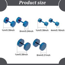 ANATTASOUL Dot Earrings Multicoloured Artificial Gauges Earrings For Women Highly Polished Surgical Steel Screw Flat Back Disc Stud Earrings Unisex Ear Plugs Tunnel Disc, Stainless Steel