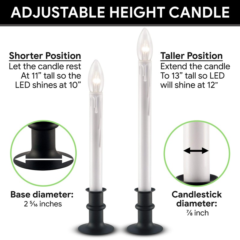 612 Vermont Ultra-Bright LED Window Candles with Timer, Battery Operated,