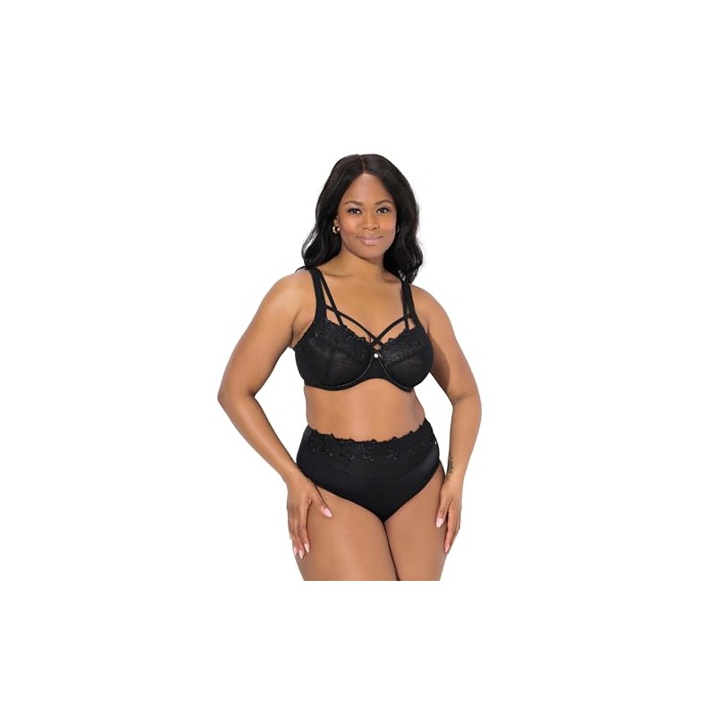 Ulla Popken Women's Truyou Underwired Bra Transparent Lace Cup C-F