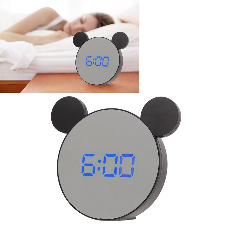 Mirror Alarm Clock 2 Level Brightness Adjustment Ear Design LED
