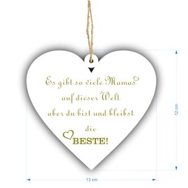 Geschenkschilder Best Mum in the World Map Idea Chain Cord Special Jewellery Outdoor Decoration Garden White Heart Door Sign Window Wall Picture for Hanging Personal Unique (S (13 x 12 cm)
