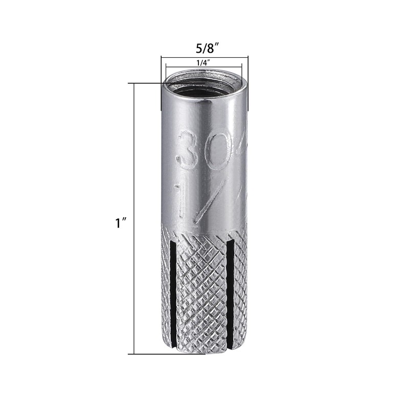 Wensilon(20 pcs) 1/4"-20 Premium Stainless Steel Drop in Anchors Assortment,