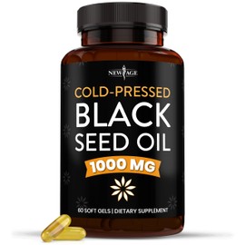 NEW AGE Black Seed Oil Softgel Capsules - Premium Cold-Pressed Nigella Sativa Producing Pure Black Cumin Seed Oil - Non-GMO & Vegetarian (60 Softgels)