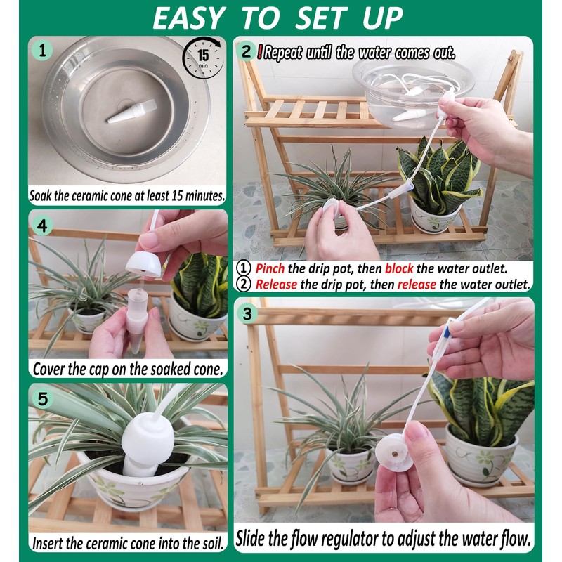Plant Watering Stakes, Self Watering Planter Insert with Valve Switch