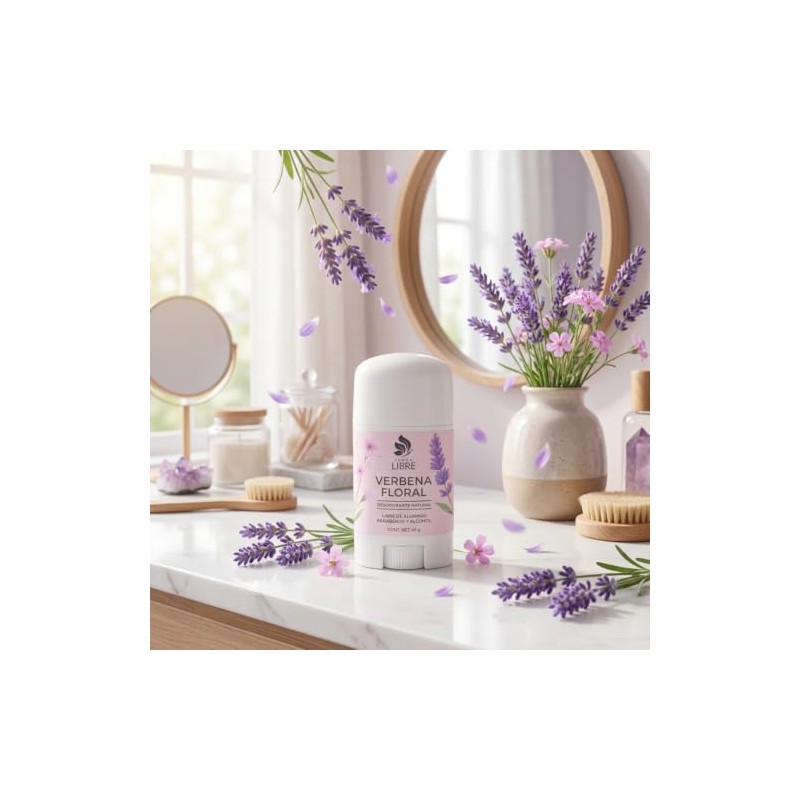 Desodorante Barra Natural Mujer, Verbena Floral, 45g, 2 Piezas
