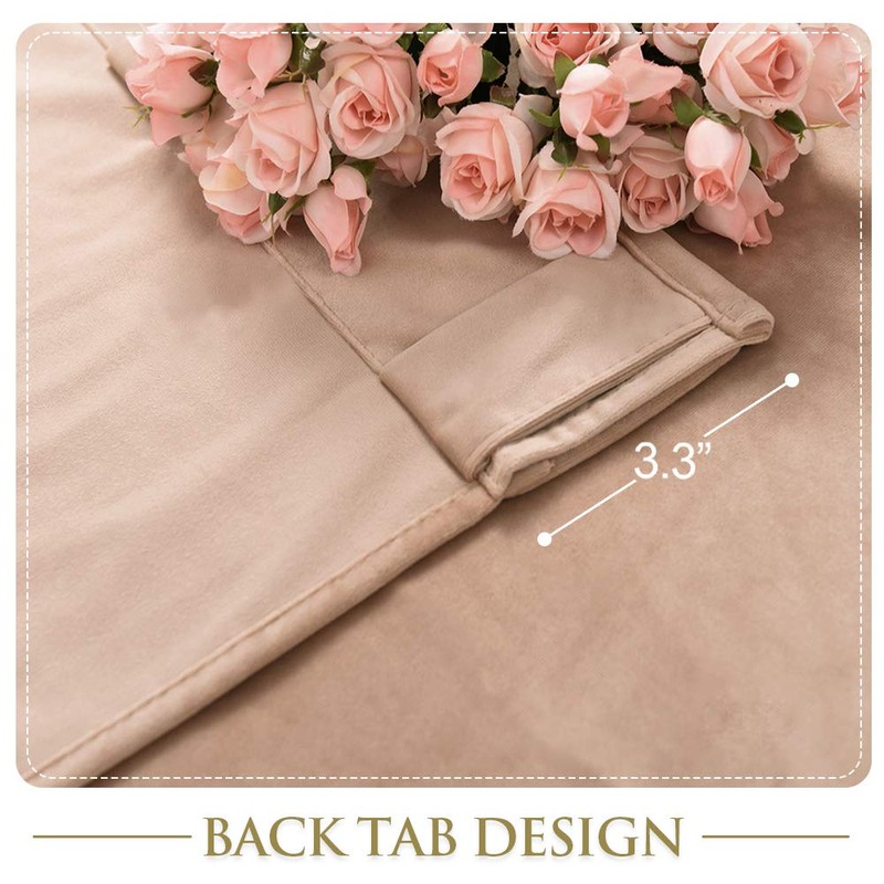 StangH 84 inches Beige Blush Velvet Curtains Farmhouse Decor for