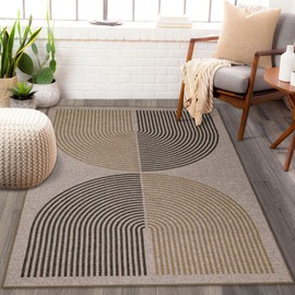 Lahome Modern Rainbow Easy Jute Rug, 3x5 Patio Rug Washable Rugs for Entryway Farmhouse Area Rug, Non Slip Indoor Door Mat Contemporary Throw Rug for Laundry Guestroom Room Patio Decor