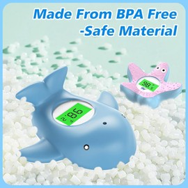 Baby Bath Thermometer, Instant Read Water Thermometer Safety with 3 Color Backlit and Temperature Warning, Room Thermometer Floating Toy for Infant, Toddler, Bathtub, Swimming Pool (Light Blue)