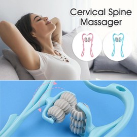 Relieve Hand 6-Roller Neck Shoulder Massager Trigger Point Pressure Pain Fatigue