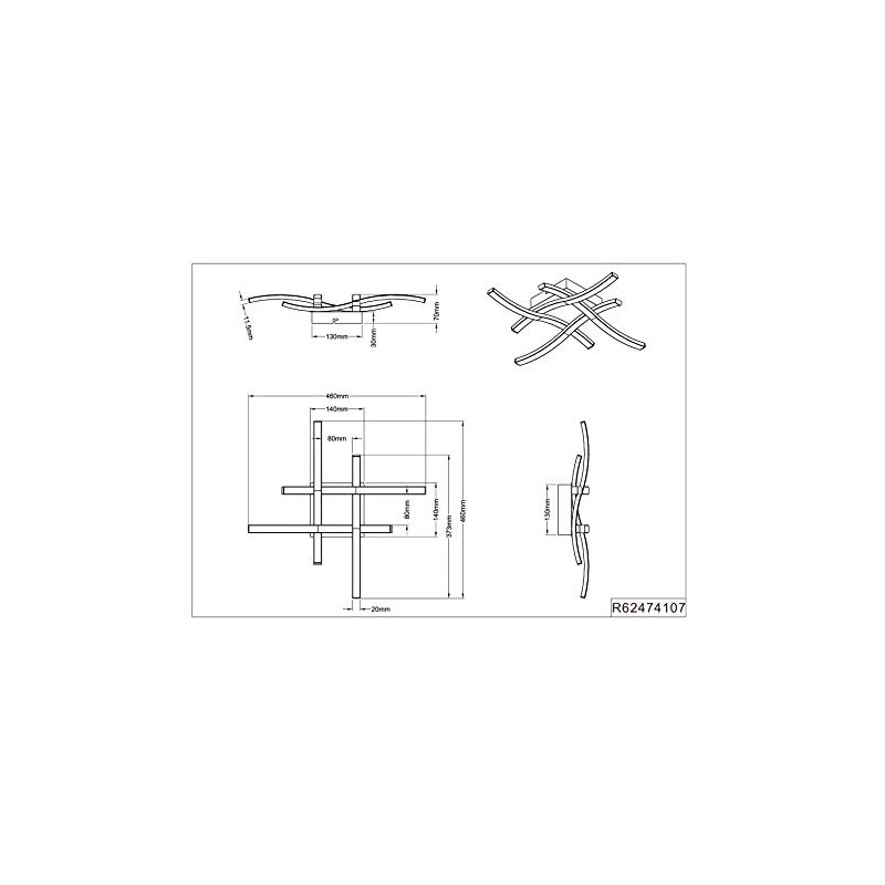 Reality Leuchten Route Ceiling Light, Metal, 5 W