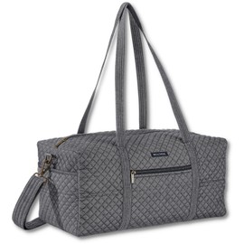 Bella Taylor Quilted Duffle Bag for Women, Large Carry On Travel Weekend Bag, Quilted Cotton Midnight Dark Denim