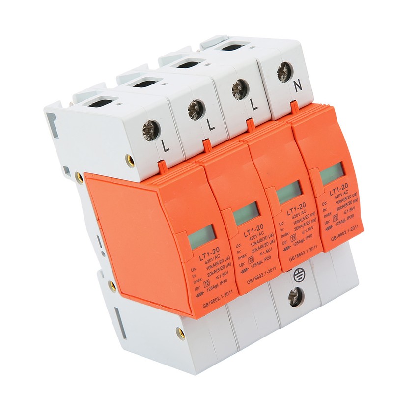 4P 20kA 420vAC House Surge Protective Low voltage Arrester Device