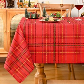 Alishomtll Christmas Tablecloth Rectangle 60x104 Inch, Red Checkered Table Cloth Rectangle Tables for Christmas Decor, Waterproof Table Decorations