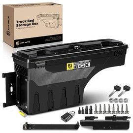 YHTAUTO Driver Side Truck Bed Storage Tool Box Compatible with 1997-2014 Ford F-150 & 2004 F-150 Heritage Fleetside, Without Bed Rail Storage, Lockable Swing Waterproof Wheel Well ToolBox