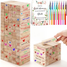 Nuanchu 125 Pcs Wedding Guest Book Alternative 100 Wooden Block Guest Book 24 Signing Pens Wedding Game Sign Wedding Decorations for Reception Bridal Shower Guest Book for Sign in (Flower)