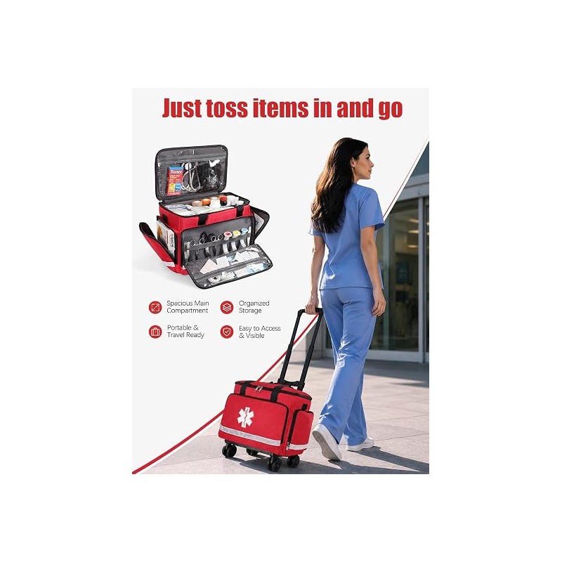 Medical Bag Rolling Roller Bag Trolley Duffel Nurses EMT CNA