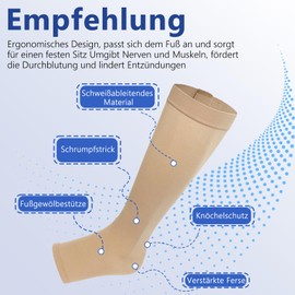 TJHDSF 20-30 mmHg Medical Compression Stockings, Class 2 Compression Stockings with Zipper for Men and Women, Open Toe Support Stockings for Varicose Veins Edema Flight Leisure, skin-coloured, S