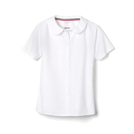 French Toast girls Short Sleeve Peter Pan Collar (Standard & Plus) Blouse, White, 20.5 Plus