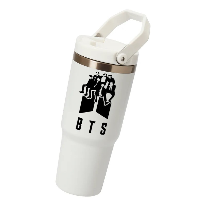 Termo Alto Acero Inoxidable Integrantes Bts Kpop 900 Ml Logo