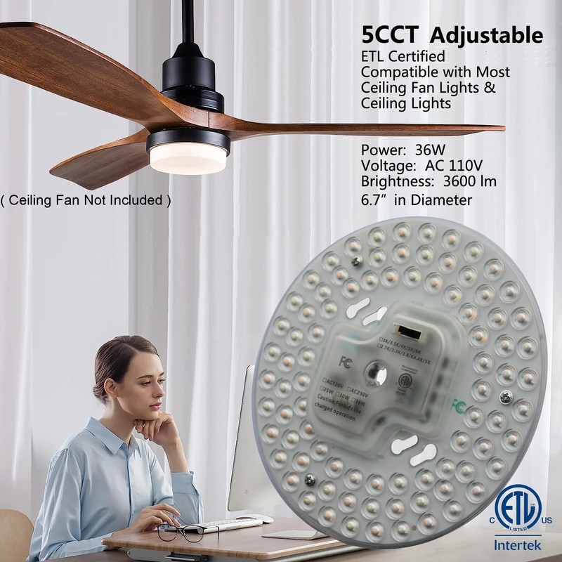36W 5CCT Dimmable LED Ceiling Fan Flush Mount Light Engine