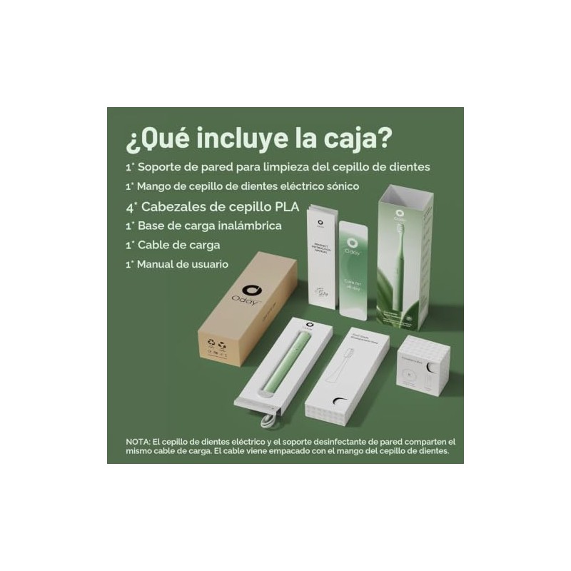 Oday Cepillo de dientes eléctrico Sonic para adultos con limpiador