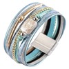 AZORA Baroque Pearl Leather Cuff Bracelet for Women Multi-Layer Leather