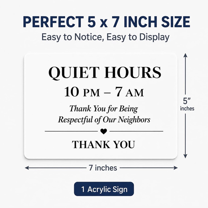 Quiet Hours Homestay Acrylic Sign: Full Back Adhesive Acrylic Wall