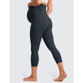 CRZ YOGA Womens Butterluxe Maternity Capris Leggings 21" - Crop Pants Over The Belly Workout Active Yoga Pregnancy Soft True Navy Large