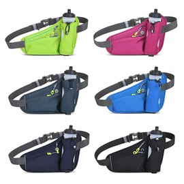 Lybunair Waist Pack with Water Bottle Holder Hydration Belt for Outdoor Running Walking Hiking (Gray)