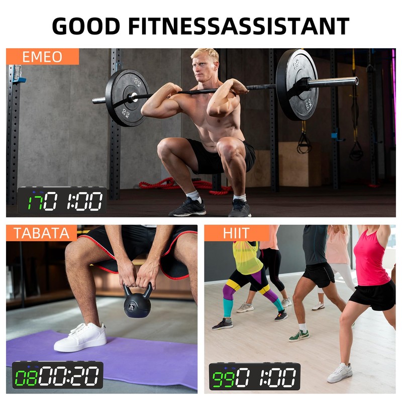 Mini Portable Gym Timer Clock, Large LED Digital Display Screen,