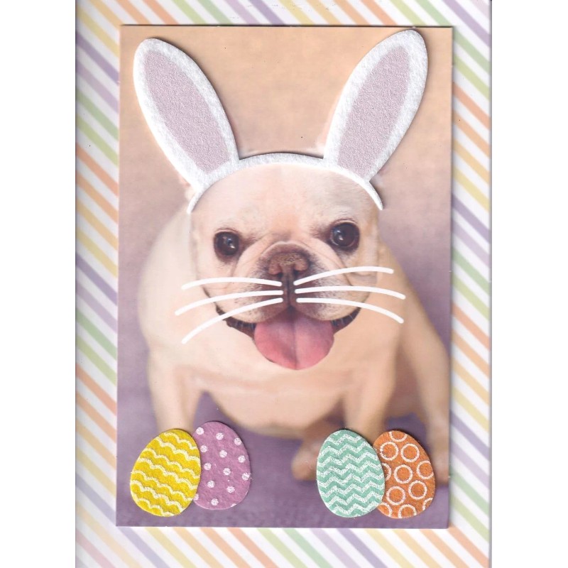 PAPYRUS EASTER CARD NIP (MRP $6.95) DOG W/BUNNY EARS CARD