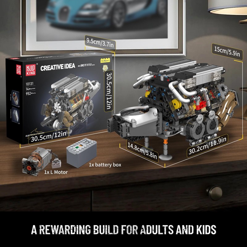Mould King 10131 W16 Engine Building Blocks Sets, V8 Engine