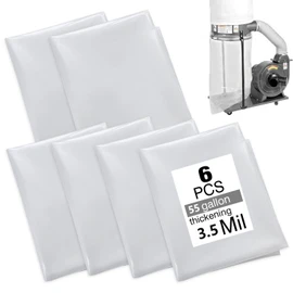 55 Gallon Dust Collector Bags 6pcs one-sided 3.5 mil 31"x40"(width x length) For Harbor Freight Central Machinery Dust Collectors