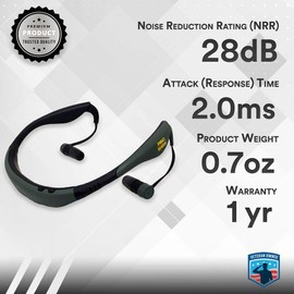 Pro Ears Stealth 28 Ear Buds, Electronic Noise Amplification, 28 dB Hearing Protection, Behind the Head, Hunting & Shooting, Electronic Sound Dampener & Compression Technology, Rechargeable, Black