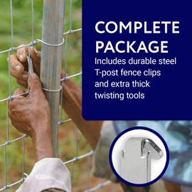 Impresa T-Post Fence Clip Bender Tool - 200 Metal T-Post Fasteners, 2 Wire Twisters - Quick Fence Installation & Repair for Farm & Garden