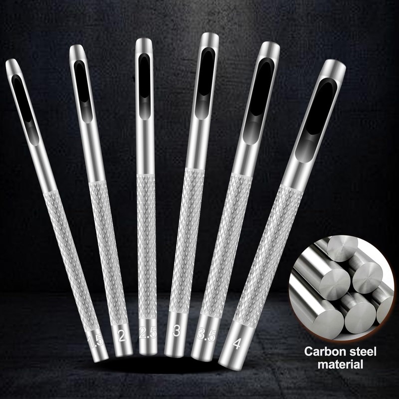 Hollow Leather Hole Punch Set with 6PCS Steel Tools (1.5mm-4mm)