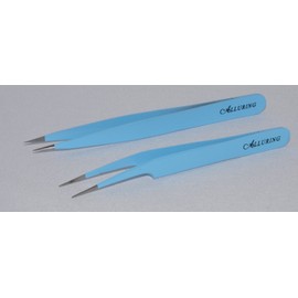Eyelash Extension 1 Set of Blue ESD Straight & Pro-Straight Tweezers