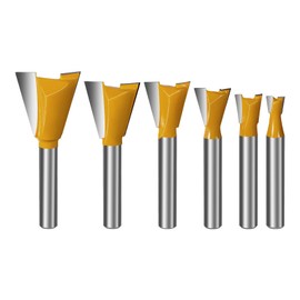 Vearter 6PCS Dovetail Router Bit Set 1/4 Inch Shank, 1/4" 3/8" 1/2" 5/8" 3/4" 7/8'' Dia Carbide Router Bits for Woodworking, Wood Milling Cutter Tool for Making Boxes Drawers Chests, Fine Casework