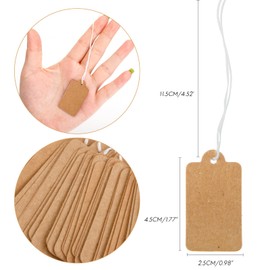 G2PLUS 500PCS Mini Strung Price Tags, Brown String Pricemarker Labels, 25x 45mm Tie on Paper Tags, Jewelry Marking Tags - Blank Gift Marking Labels with String for Jewelry Clothing Display