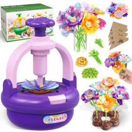Arts and Crafts Kit for Kids Ages 4-8,Fabric Flower Bouquet Toys,DIY Flower Market Toys,Build Your Flower Bouquet,Educational Christmas Birthday Gifts for 3 4 5 6 7 8 9 Year Old Girls-Purple