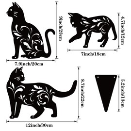 URATOT 3 Pack Metal Cat Garden Statues Black Cat Silhouette Cats Decorative Stakes Garden Outdoor Statues Animal Stakes for Yard Decor and Lawn Ornaments