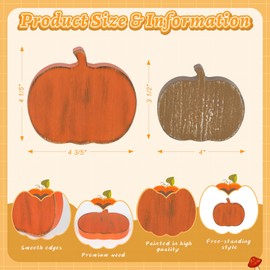 COCHIE Wooden Fall Pumpkins Decorations for Home Office Indoor, Farmhouse Thanksgiving Table Tiered Tray Decor Set of 4, Vintage Fall Harvest Pumpkin Block Signs Tabletop Shelf Decoration (Rrtro)