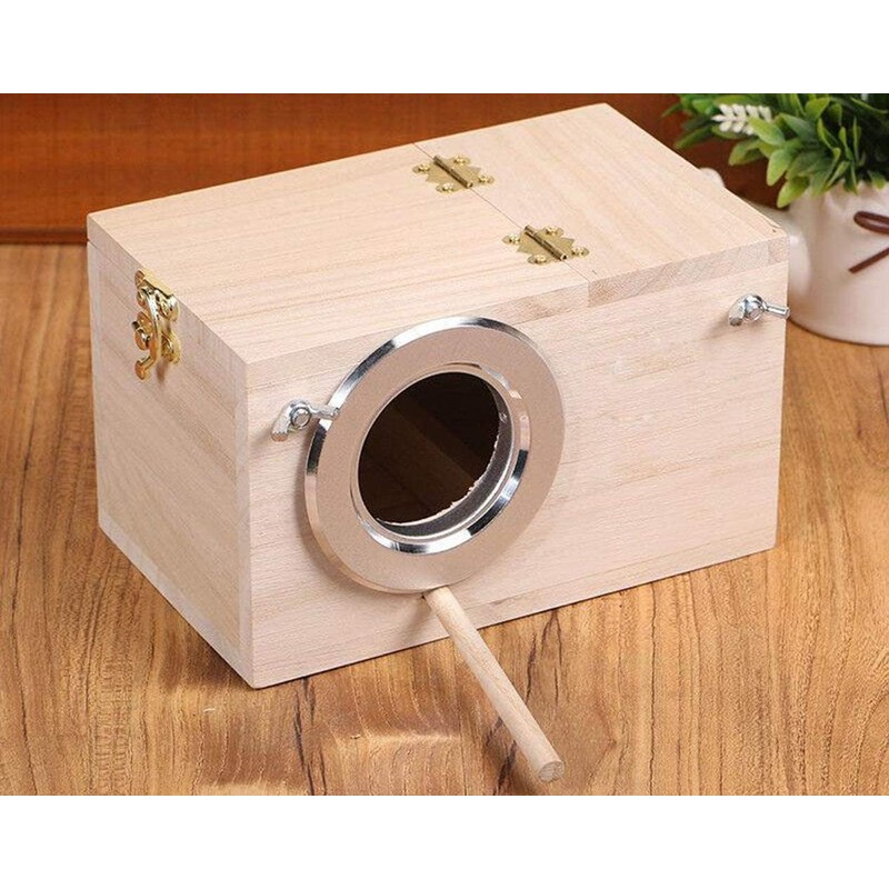 YJJKJ Pet Wood Parakeet Nest Box Bird House Breeding Nesting