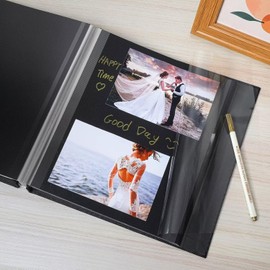 Raoendis Album, Stick-on Type, Black Mat, 20 Sheets, 40 Pages, Holds 200 Large Sizes, Holds 200 Large Sheets, DIY, L, KG, 2L, A4 Photo Storage, Handmade Photo Album, Free Mat, Photo Book, Linen, Baby