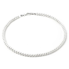 Topwholesalejewel White Pearl Single Row Strand Necklace